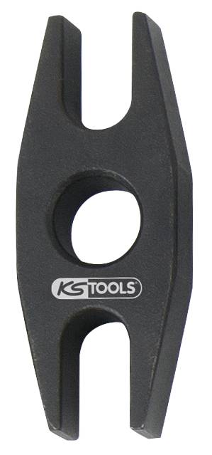 Metallischer Keil mit zentralem Loch, hergestellt von 'KS Tools', verwendet für mechanische oder handwerkliche Aufgaben.