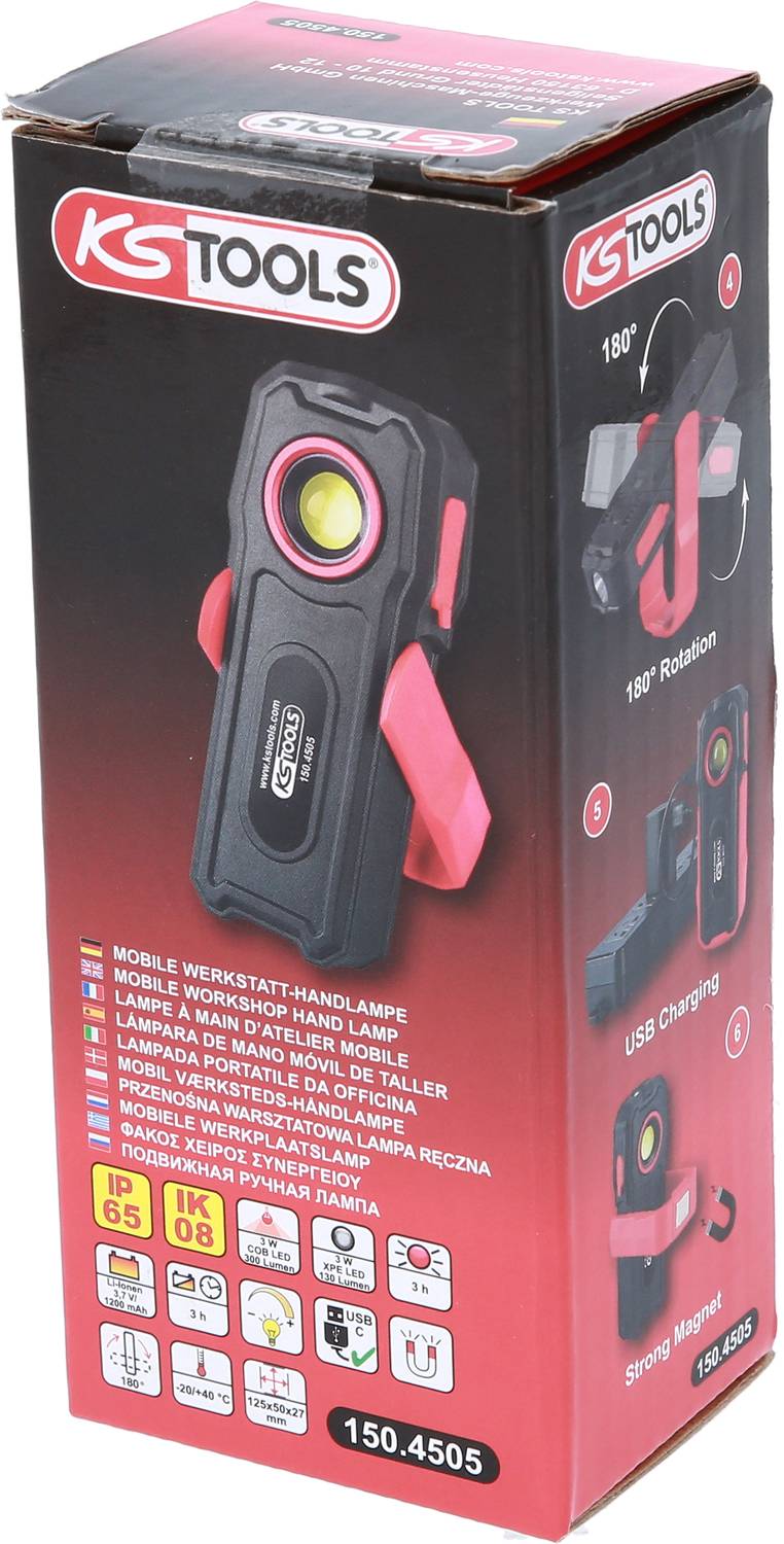 KS Tools 150.4505 Werkstatt-Stableuchte akkubetrieben 3W 300lm