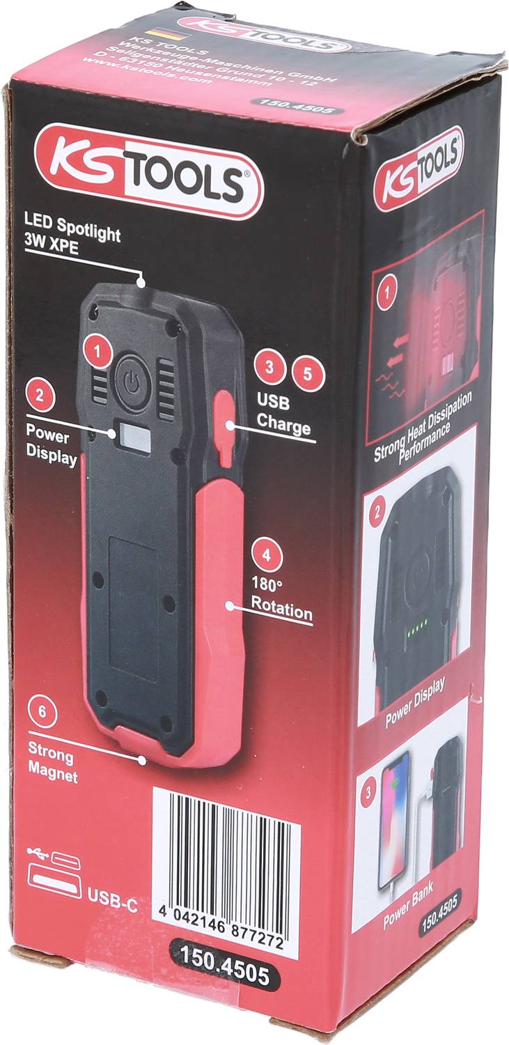 KS Tools 150.4505 Werkstatt-Stableuchte akkubetrieben 3W 300lm