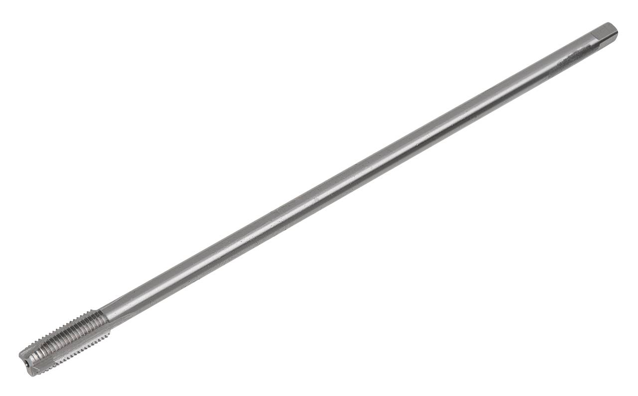 Ein langer, metallischer Gewindebohrer.