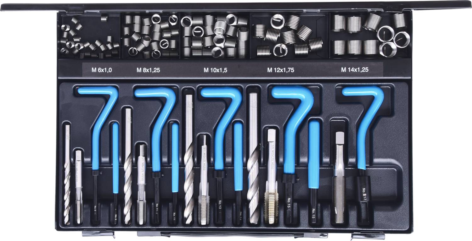 KS Tools 150.6160 Nirostahl Gewinde-Reparatur-Satz M6-M14, 113-tlg