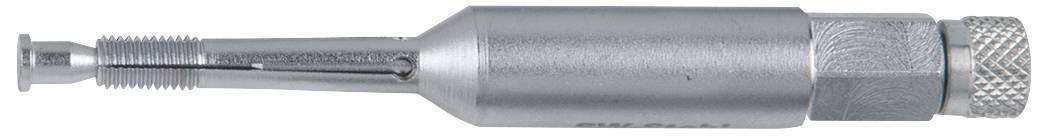 Metallisches Präzisionswerkzeug mit gerändeltem Griff, wahrscheinlich für Bohr- oder Stanzanwendungen, horizontal ausgerichtet.