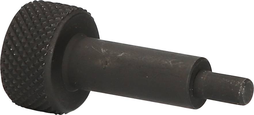 Ein schwarzer metallischer Bolzen mit geriffeltem Griff, möglicherweise ein Werkzeugteil. Eignet sich für präzise oder technische Anwendungen.