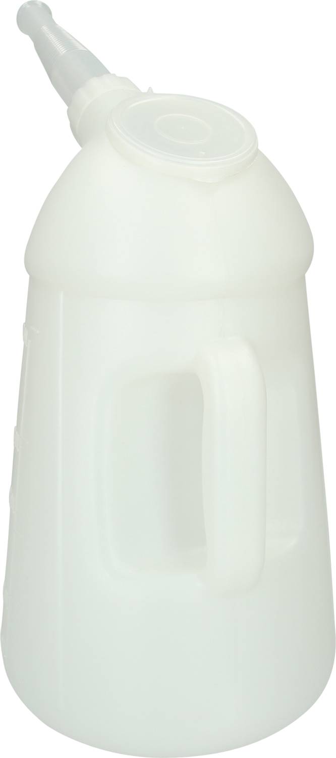 Eine weiße Kanne mit Griff und langem Ausguss, geeignet für präzises Ausgießen von Flüssigkeiten.