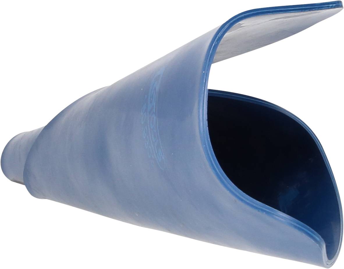 Blaue Schwimmflosse, geformt wie ein Dreieck, aus Gummi, zur Unterstützung beim Schwimmtraining.