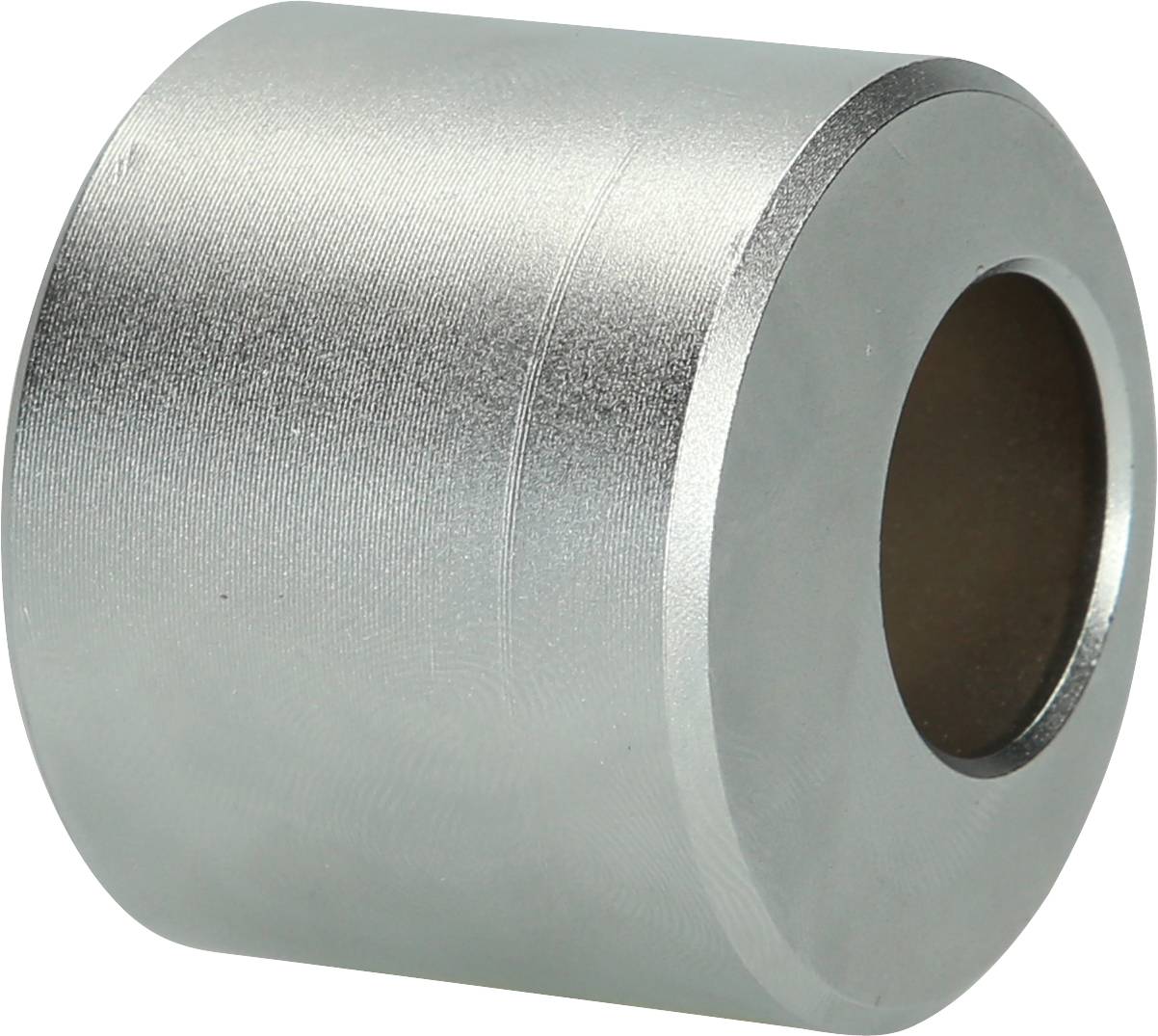 Metallzylinder mit glatter Oberfläche und einem zentralen Loch, verwendet in mechanischen oder industriellen Anwendungen.