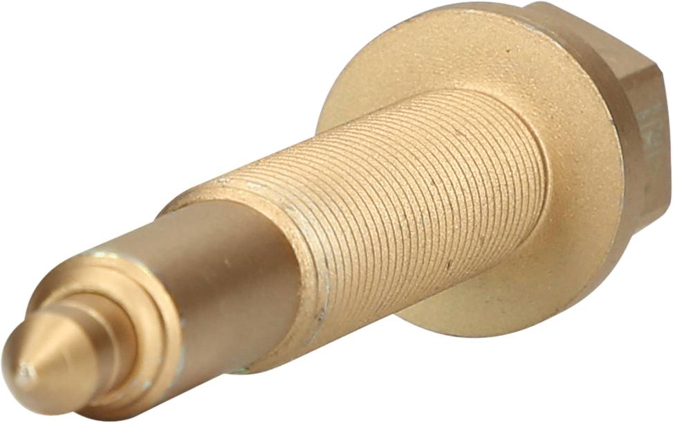 Messing-Bauteil in Form eines rundlichen Zapfens mit Gewindeabschnitt und sechseckigem Kopf, verwendet für mechanische Verbindungen.