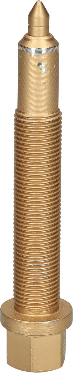 Ein bronzefarbener, zylindrischer Bolzen mit Gewinde und konischer Spitze.