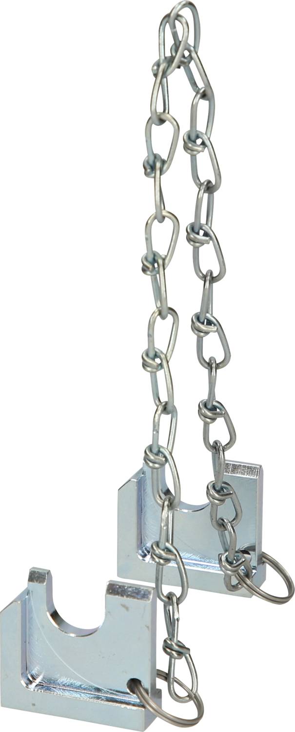 Metallkette mit zwei Haken, befestigt an einem Metallhalter.