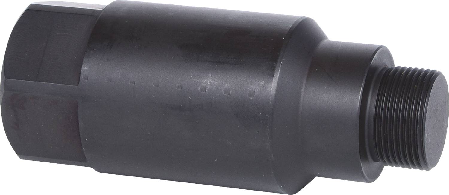 Metallischer Hydraulikadapterzylinder mit zylindrischer Form, glatter Oberfläche und zwei verschiedenen Anschlussgewinden.