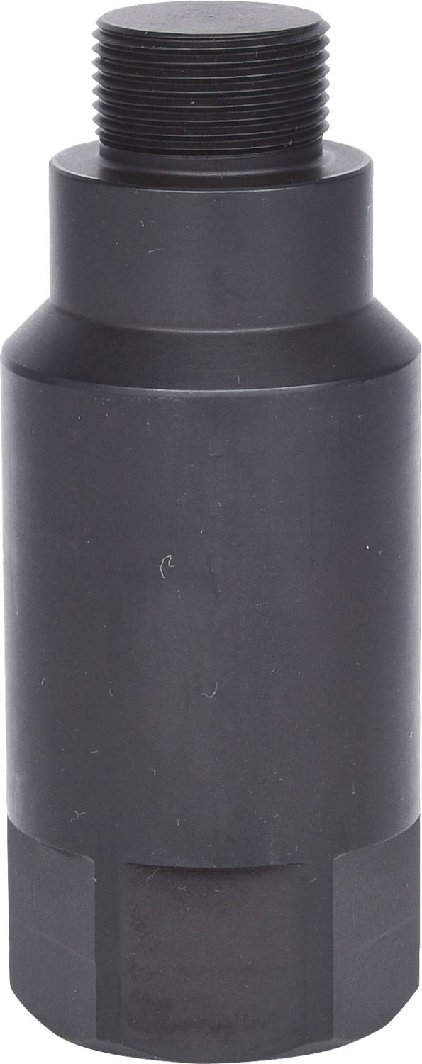 Ein zylindrisches, schwarz beschichtetes Metallteil mit Gewinde oben.