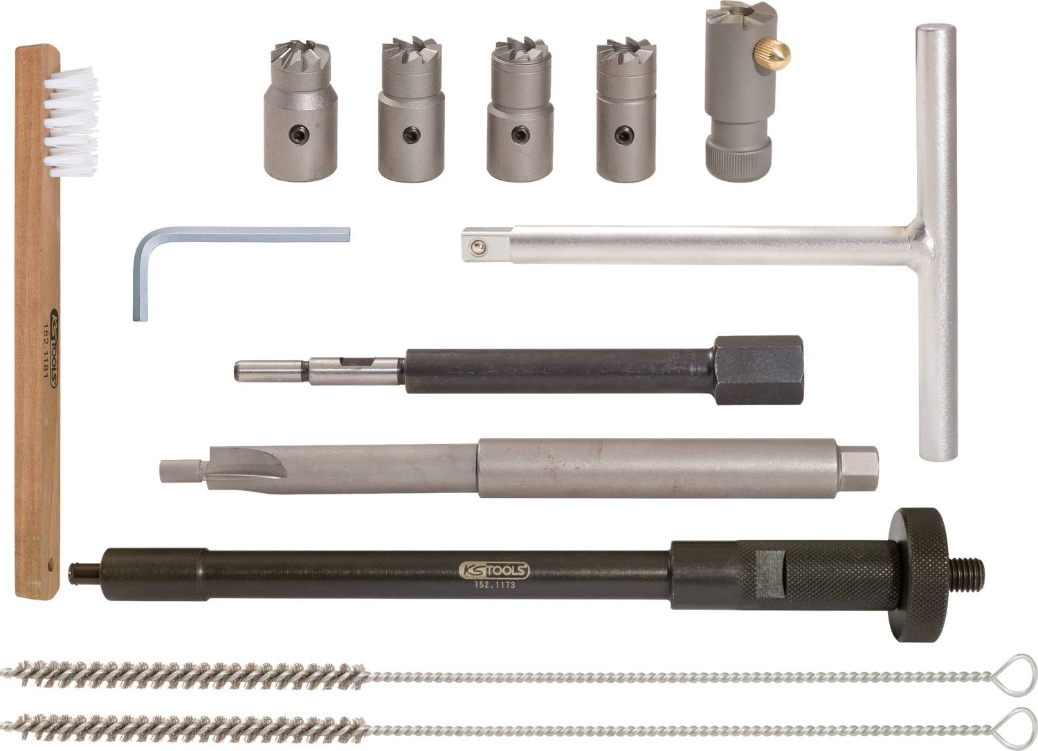 KS Tools 152.1170 Injektoren-Dichtsitz-Reinigungs-Satz, 13-tlg