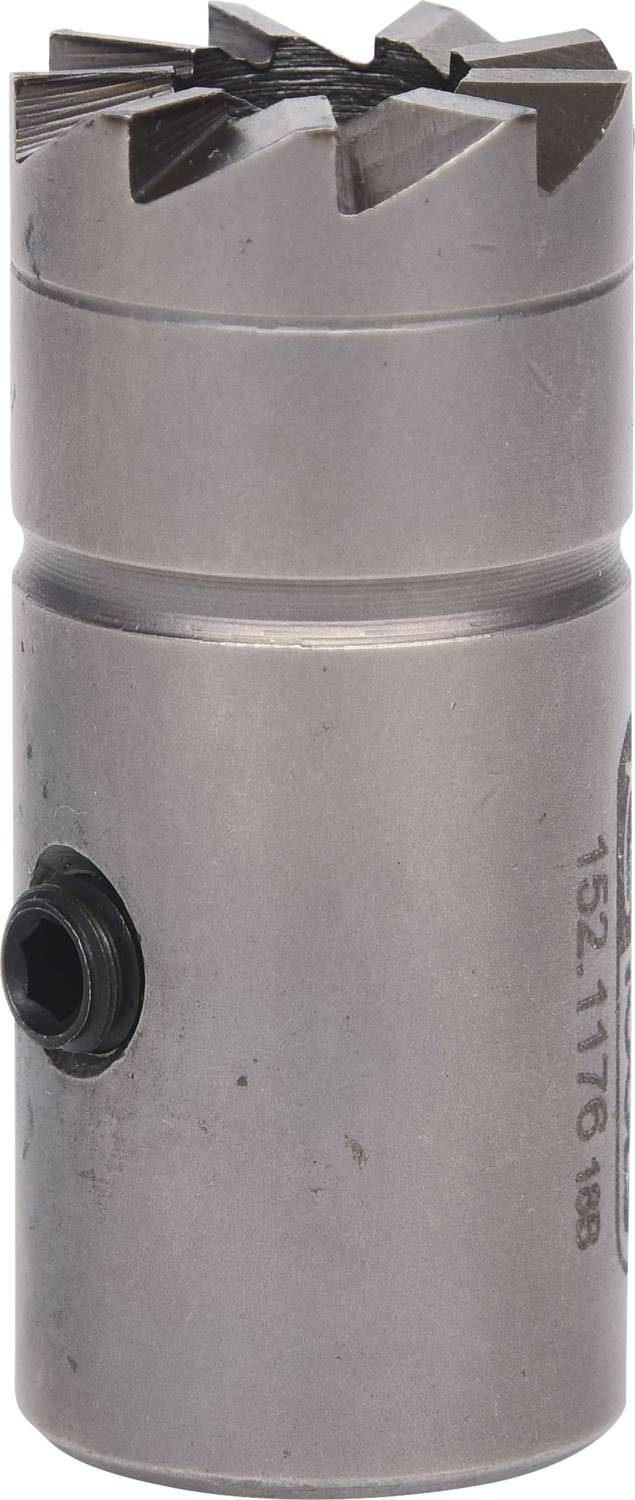Metallbohrer mit gezackter Spitze und seitlicher Schraube; verwendet zum Bohren in harte Materialien.