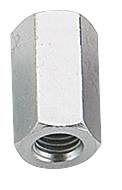 Sechskantmutter aus Metall, silberfarben, mit innerem Gewinde, passend für Schrauben; wird in der Befestigungstechnik verwendet.