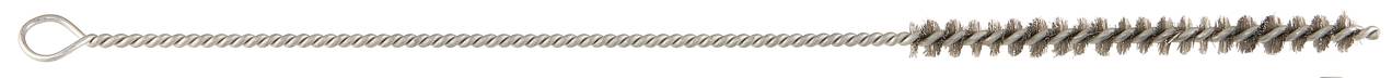Eine Metall-Bürste mit spiralförmigen Borsten, die für die Reinigung von Trinkhalmen oder engen Röhren verwendet wird.