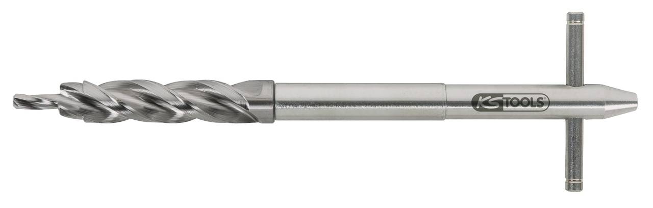 Ein Metallspiralbohrer mit T-Griff von KS Tools, geeignet zum Bohren in Metalloberflächen, auf weißem Hintergrund.