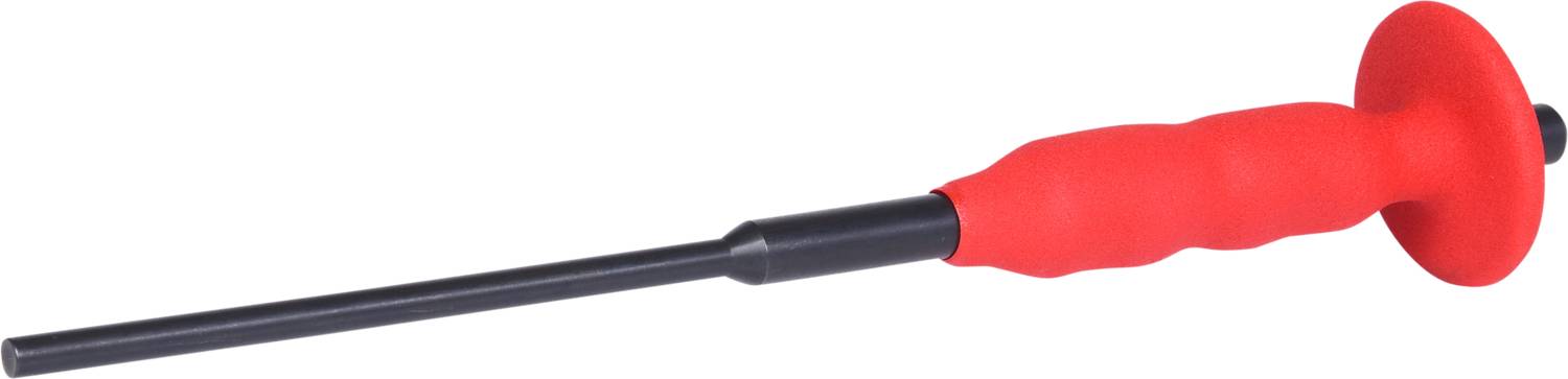 Roter Fräsgriff mit schwarzem Stab zum Anbringen von Schleif- oder Fräswerkzeugen, häufig in der Holzbearbeitung verwendet.
