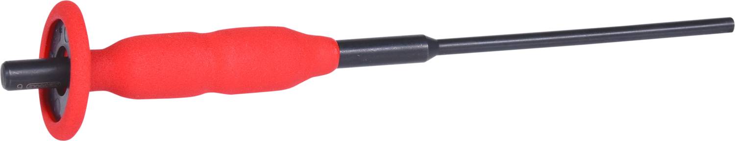 Elektrische Prüfspitze mit rotem Isolier-Überzug und schwarzem Stift, verwendet für elektronische Messgeräte.