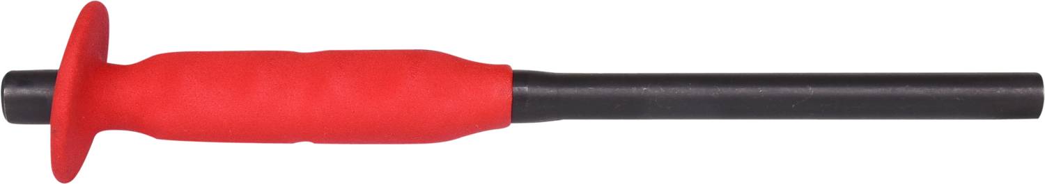 Roter Griff mit schwarzem Stab, möglicherweise Teil eines Werkzeugs.