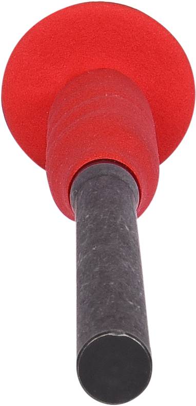 Roter Gummigriff mit schwarzem zylindrischem Stab, wahrscheinlich ein Werkzeug oder Griff für Sportgeräte.
