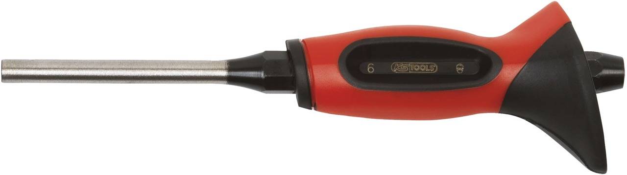 Ein T-Griff-Schraubendreher mit orange-schwarzem Griff und Sechskant-Schaft.