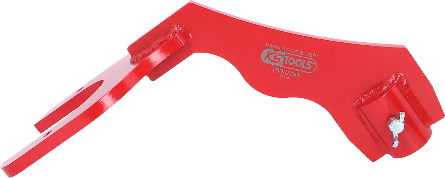 Rotes KS Tools Spezialwerkzeug aus Metall mit Aufschrift, vermutlich zur Reparatur von Fahrzeugteilen.