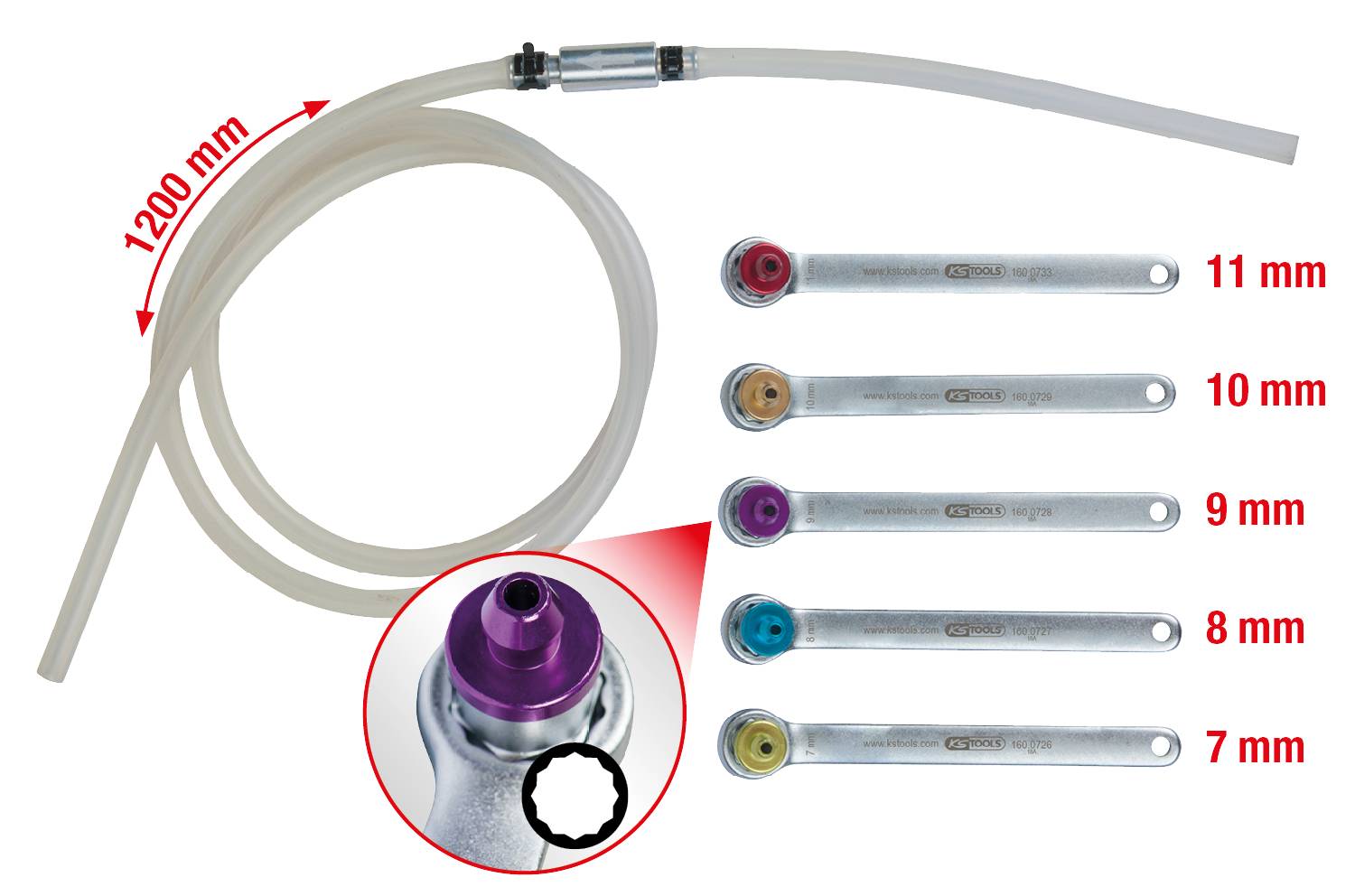 KS Tools 160.0725 Bremsen-Entlüftungsschlüssel-Satz, 6-tlg