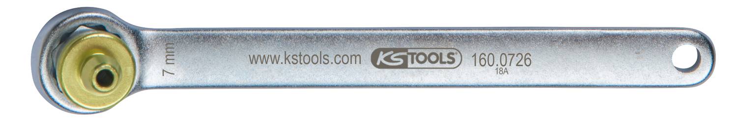 KS Tools 160.0726 Bremsen-Entlüftungsschlüssel, extra kurz, 7 mm, grün