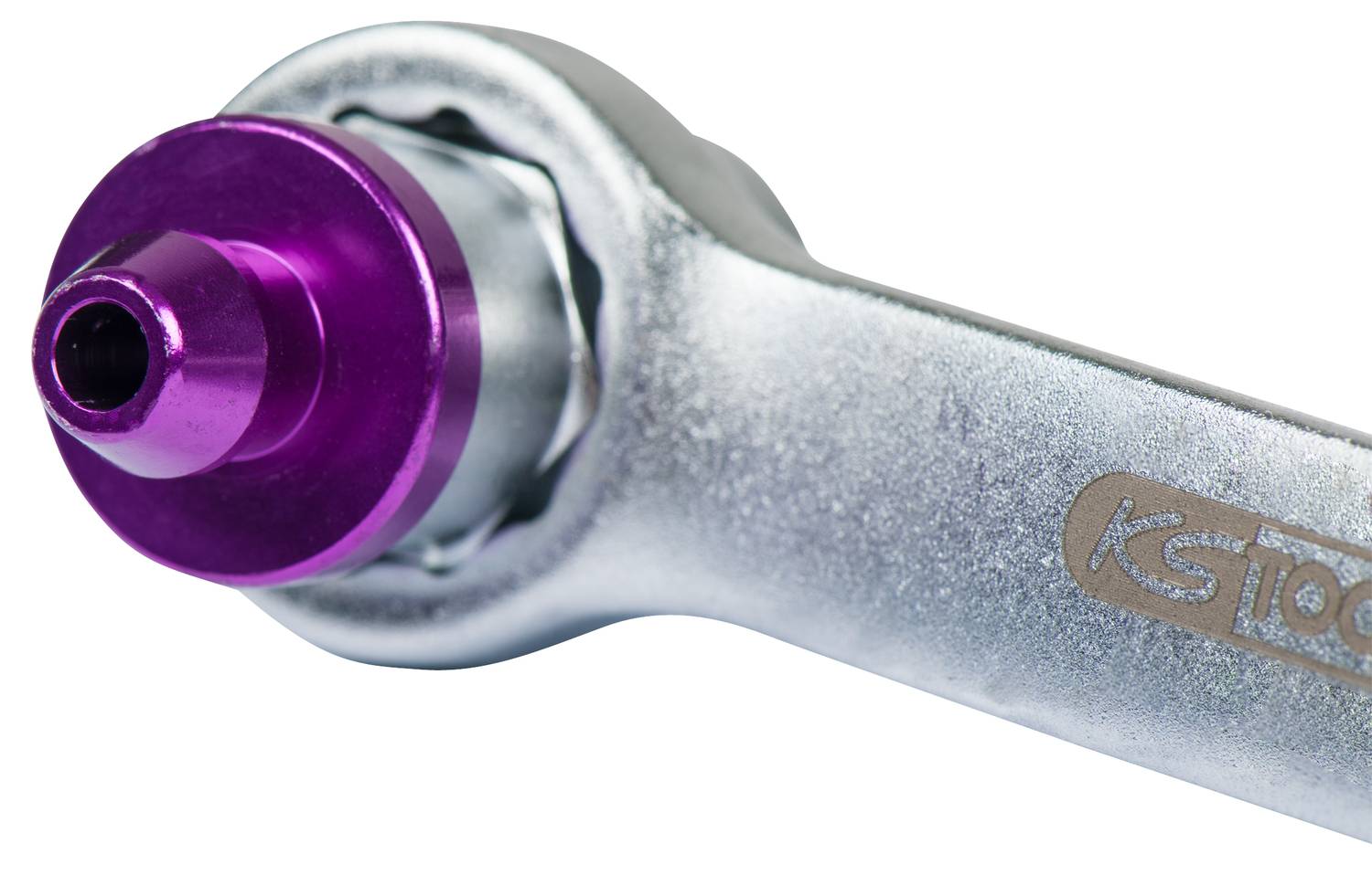 KS Tools 160.0728 Bremsen-Entlüftungsschlüssel, extra kurz, 9 mm, lila
