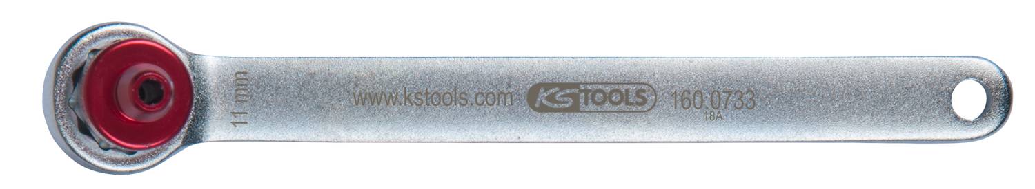'KSTOOLS' Schraubenschlüssel, 14 mm, mit Loch für Aufhängung und rotem Drehmechanismus an einem Ende.