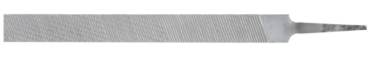 Metallfeile mit flachem, gezahnten Arbeitsbereich und spitzem Griff. Geeignet für Schleifen und Glätten von Metalloberflächen.
