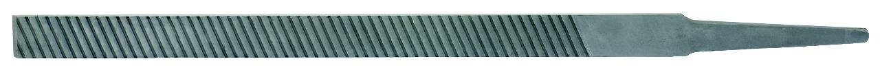 Metallfeile mit flachem Profil und diagonalen Zähnen zum Glätten von Metalloberflächen.