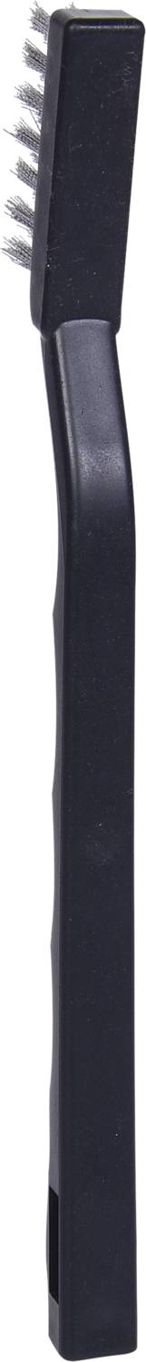 Schwarze Reinigungsbürste mit Stahldrahtborsten, geeignet zur Entfernung von Schmutz und Rost auf Metalloberflächen.