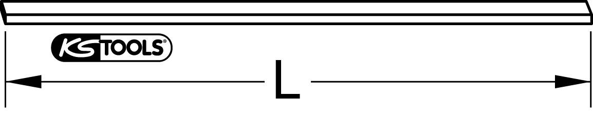 Zeichnung eines langen Schlüssels mit dem Logo 'KS Tools' links. Ein Doppelpfeil mit der Bezeichnung 'L' zeigt die Länge an.