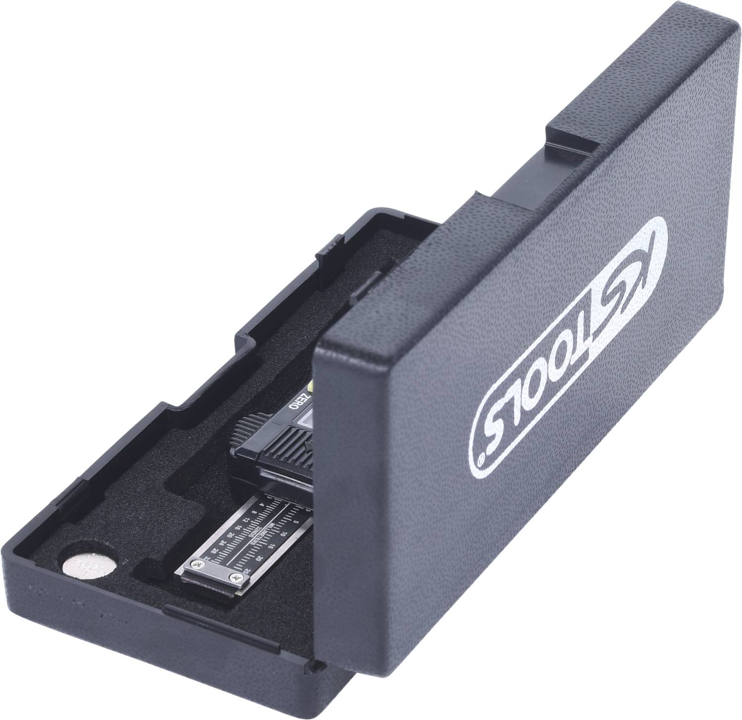 Schieblehre in einem schwarzen Etui.