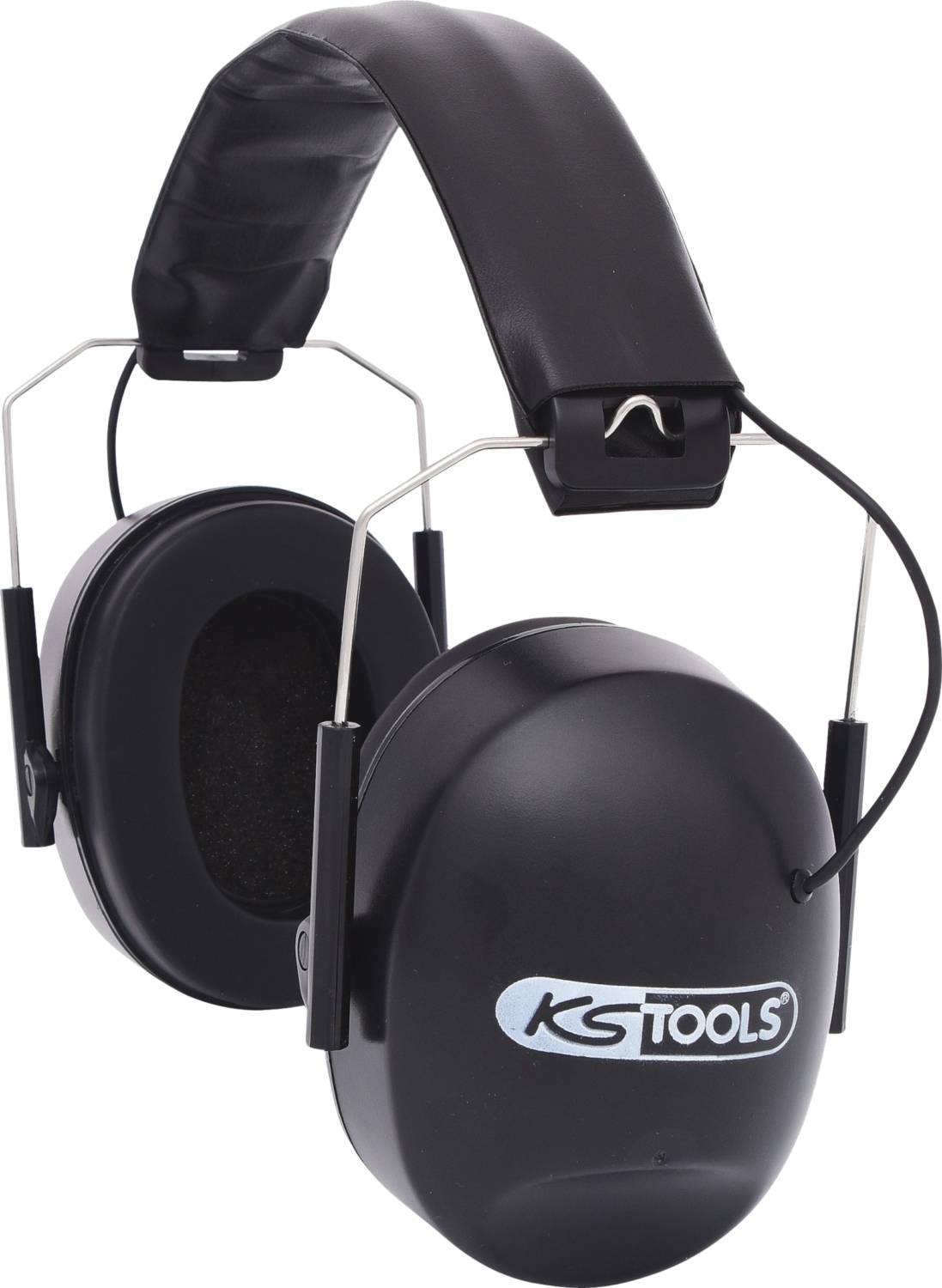 Schwarzer Gehörschutz mit Metallbügel, markiert mit 'KS Tools'. Geeignet zur Lärmminderung in lauten Umgebungen.