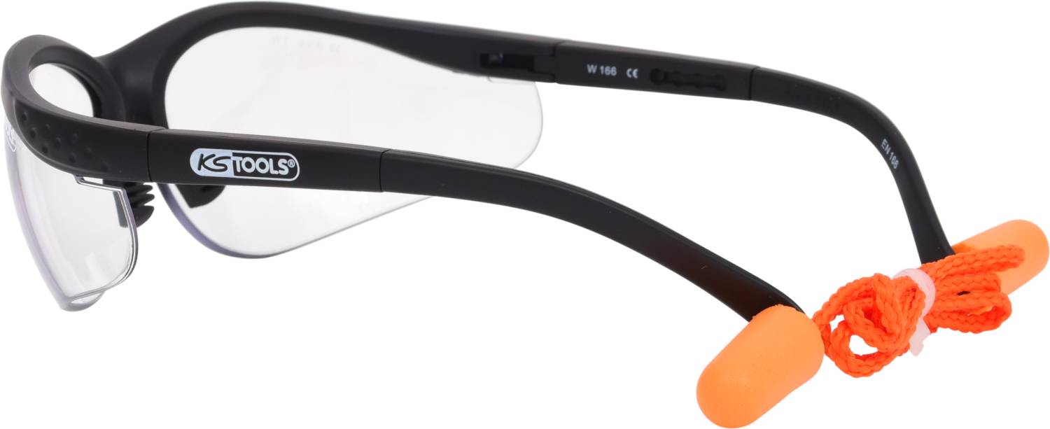 KS Tools Schutzbrille-transparent, mit Ohrstöpsel 310.0176