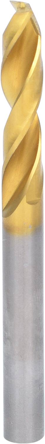 Ein Bohrer mit silbernem Schaft und goldener Schneide, geeignet für präzises Bohren in Metallen oder anderen harten Materialien.