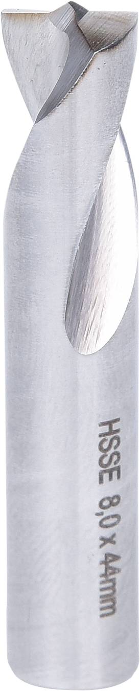 Metallfräser mit der Gravur 'HSS-E 8,0 x 44mm' auf der Oberfläche.