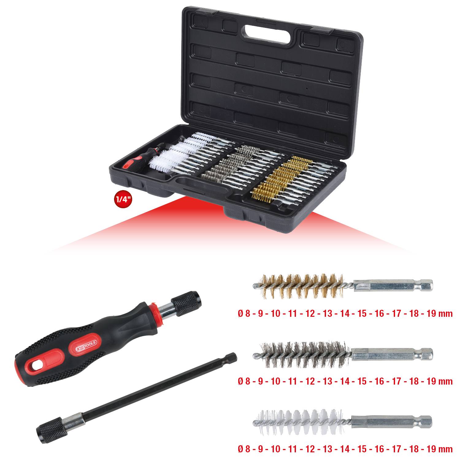 KS Tools 340.0010 MASTER Reinigungs-Bürsten-Satz, 38-tlg