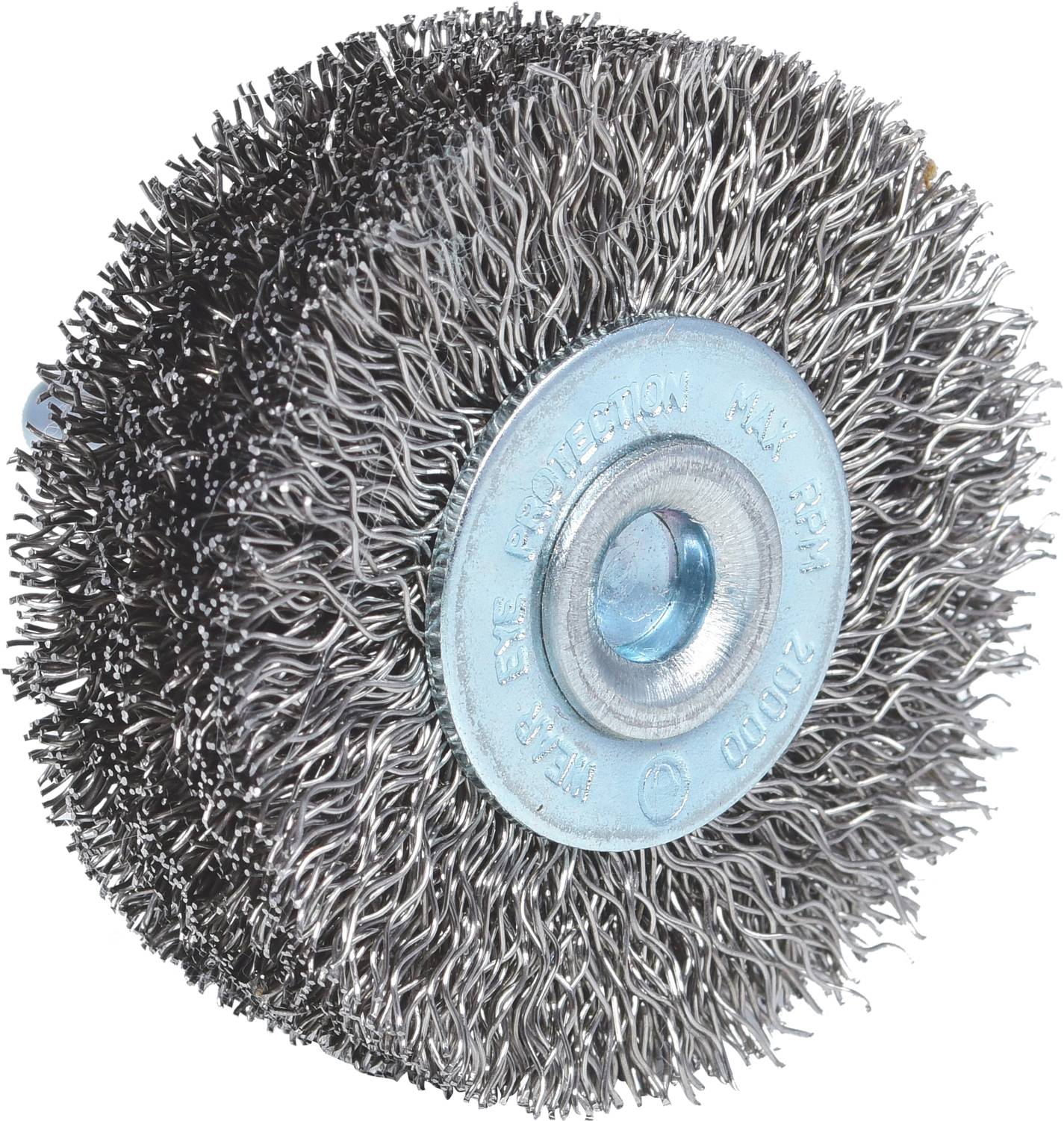 Metallbürste mit dichten Stahldrähten zur Oberflächenreinigung oder -politur.