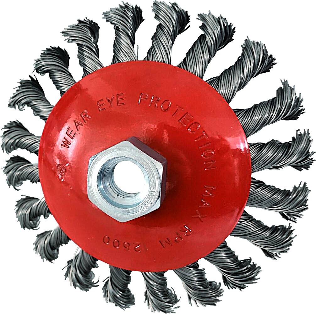 KS Tools 340.0051 Rostfreie Kegelform-Stahldrahtrundbürste, 0,5mm, Ø 115mm