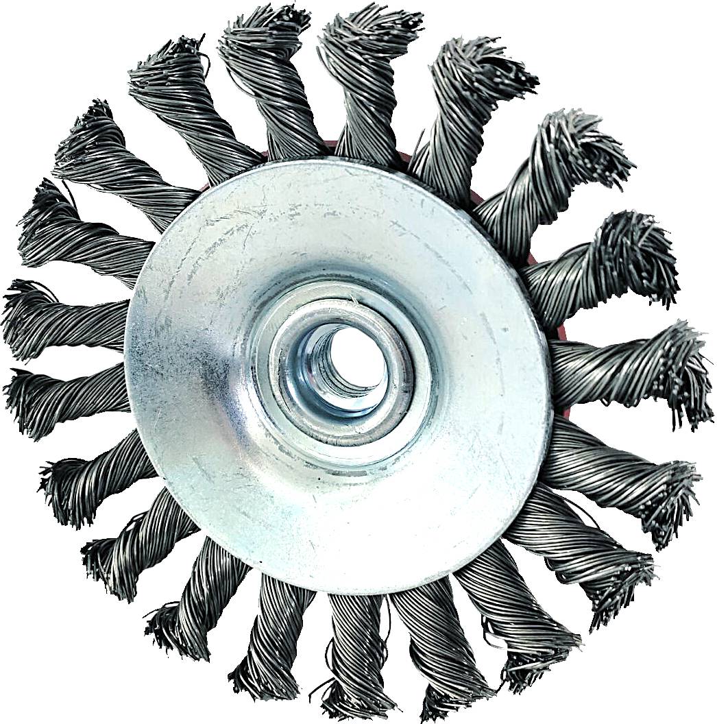 KS Tools 340.0051 Rostfreie Kegelform-Stahldrahtrundbürste, 0,5mm, Ø 115mm