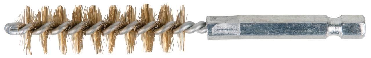 Drahtbürstenaufsatz für Bohrmaschine, zylindrisch, mit Metallborsten, geeignet zum Reinigen und Entrosten von Oberflächen.