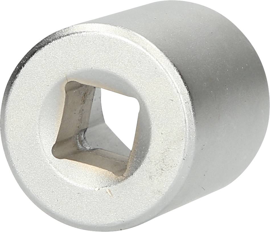 Metallische Sechskantnuss in zylindrischer Form; Hauptmotiv auf weißem Hintergrund.