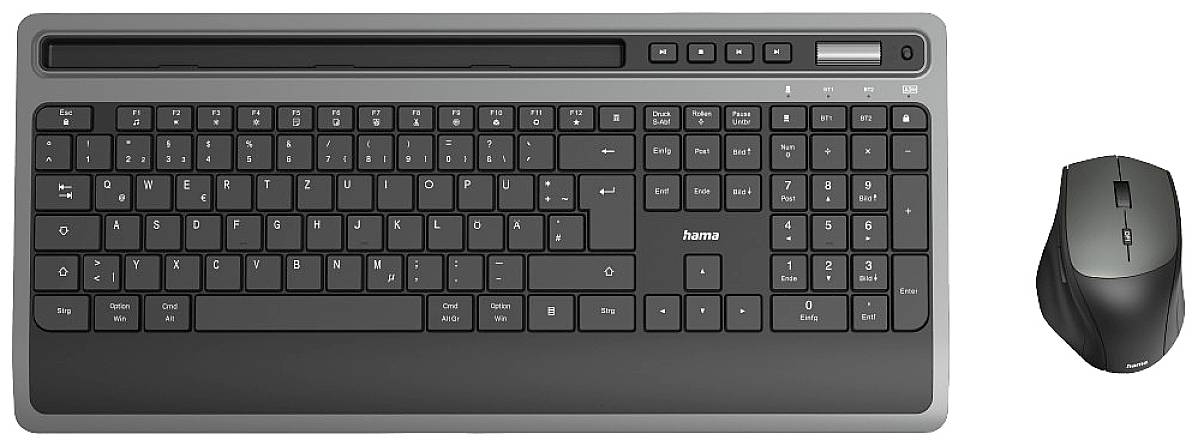 Hama KMW-600 plus Funk, Bluetooth® Tastatur, Maus-Set Deutsch, QWERTZ Schwarz, Anthrazit