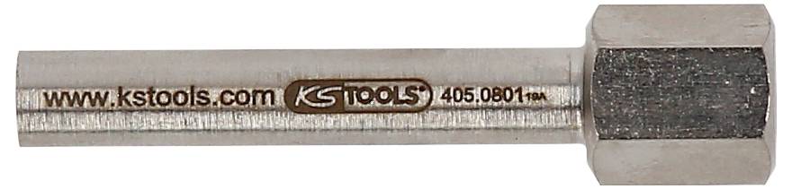 Eine Nahaufnahme eines K-Tools Metallnippels mit Sechskant, beschriftet mit 'www.kstools.com' und '405.0801'.