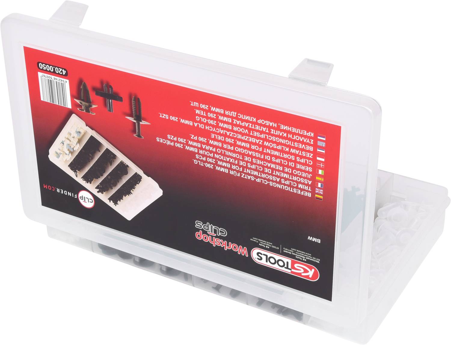 KS Tools 420.0050 Befestigungs-Clip-Satz für BMW, 290-tlg