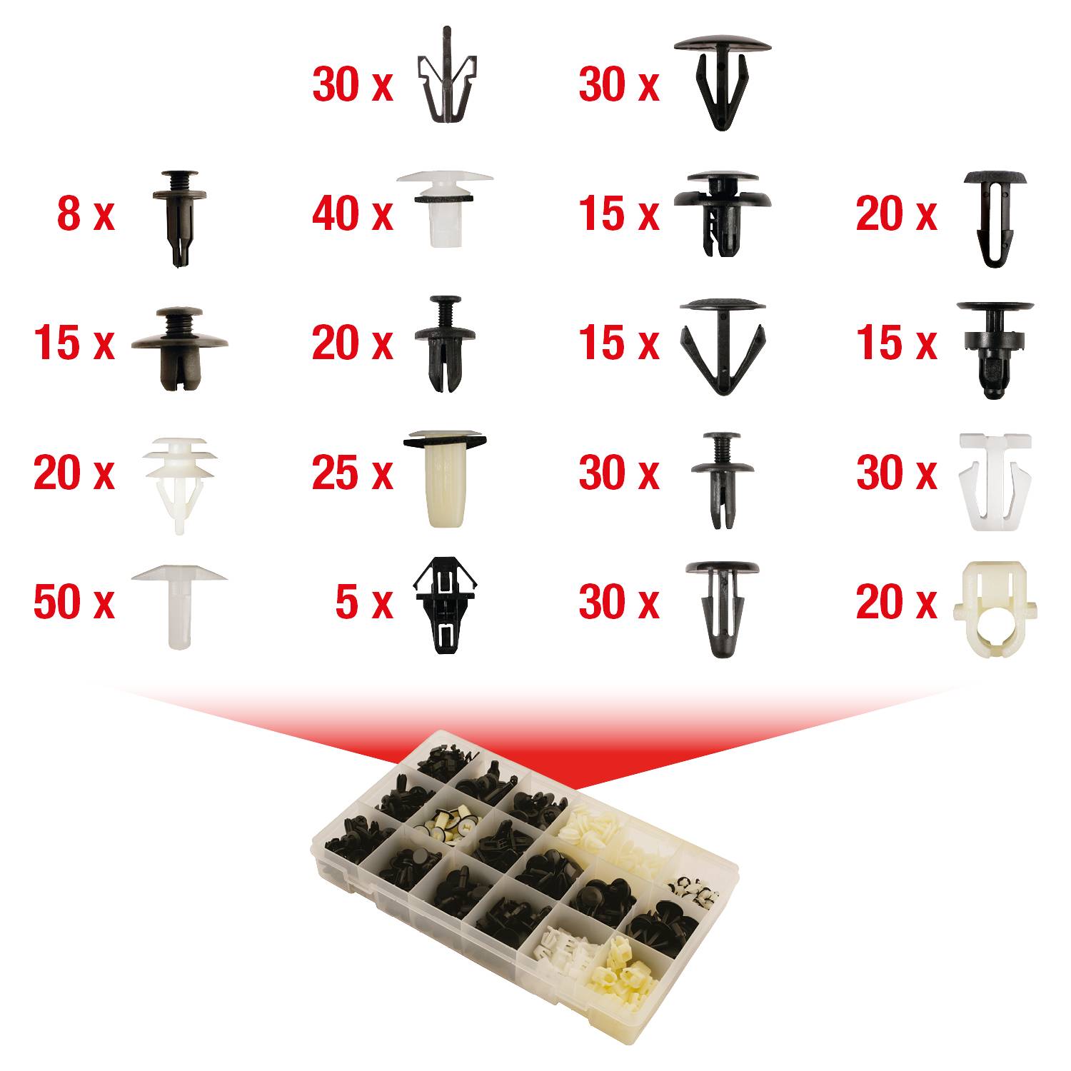 KS Tools 420.0350 Befestigungs-Clip-Satz für Honda, 418-tlg