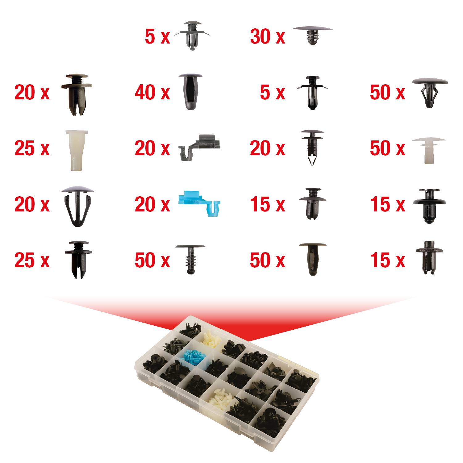 KS Tools 420.0400 Befestigungs-Clip-Satz für Mazda, 475-tlg